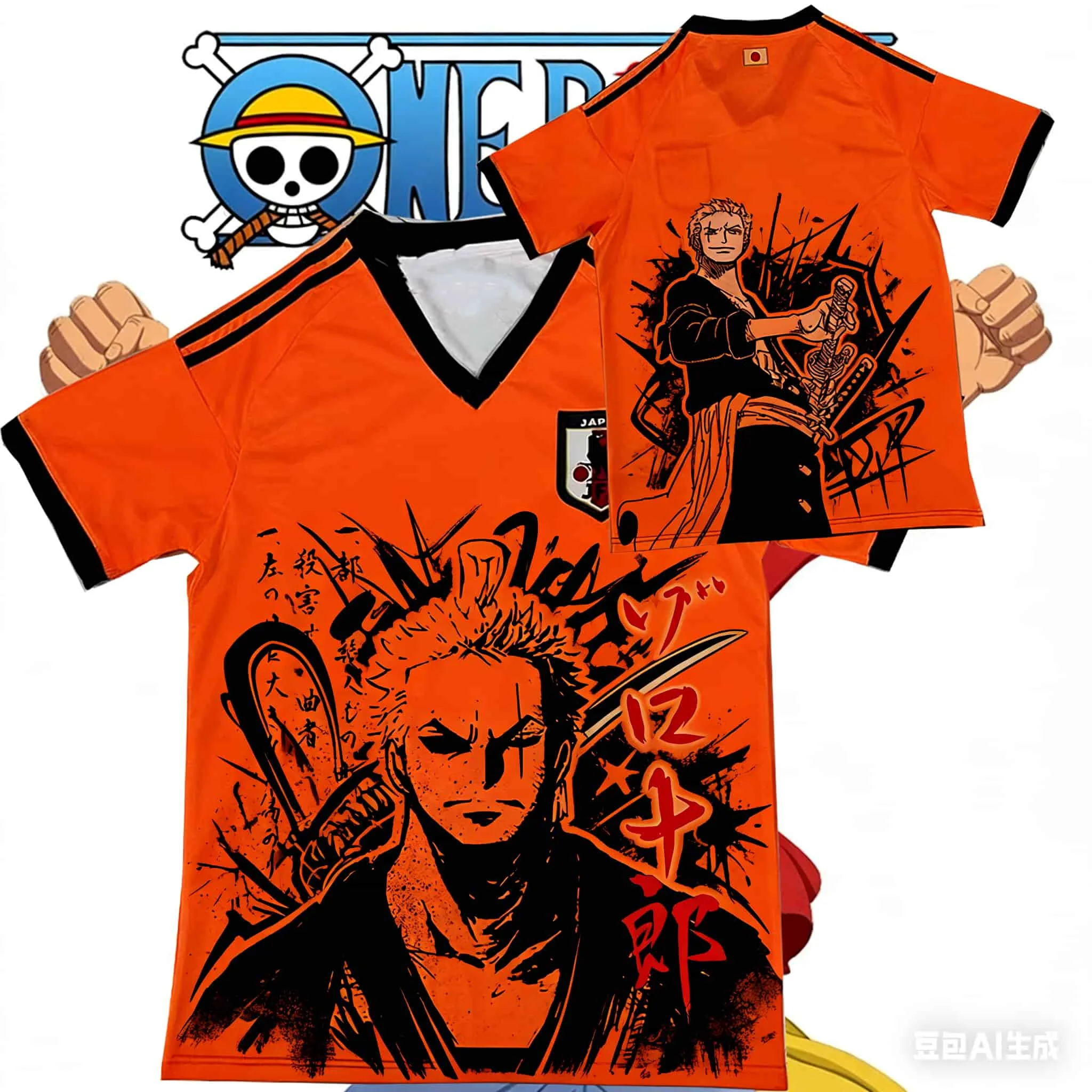 Latest Anime One Piece Japan Football Jersey Sauron Fans Edition Jersey Luffy Special Edition Breathable Kids/Mens T-Shirt