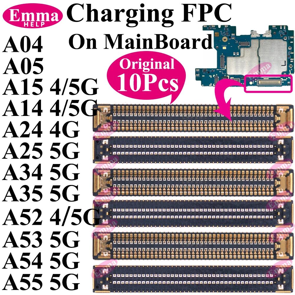 10pcs Original Charging Port FPC Connector For Samsung A04 A05 A14 A15 A24 A25 A34 A35 A52 A53 A54 A55 Mainboard Flex Clip