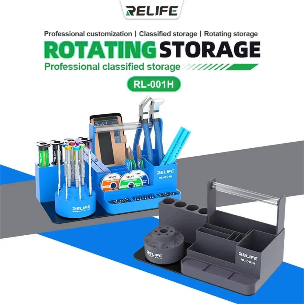 RELIFE RL-001H 360° Rotating Intelligent Repair Storage Rack Screwdriver Tweezer Tool Classified Storage Organizing Holder