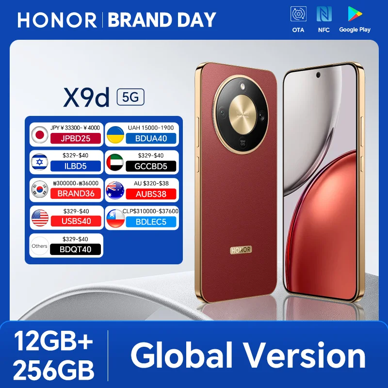 Global Version HONOR X9d 12GB+256GB 6.79'' 120Hz AMOLED Screen 108MP Main Camera 8300 mAh 66W Supercharge Dual SIM Android 15