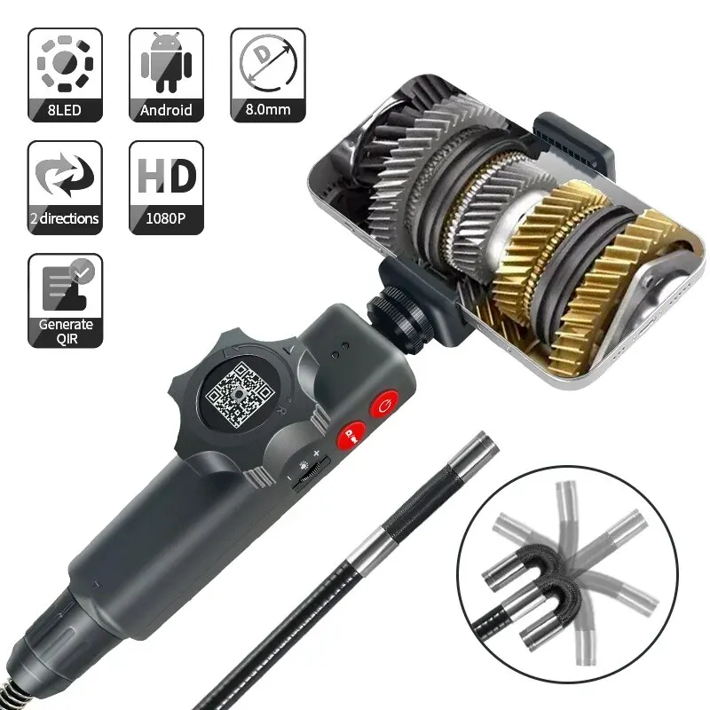 

Articulating Industrial Endoscope 2 Way 180 Degree Inspection Camera 8.5mm 6.2mm HD Pipe Camera With 6 LED for PC Android IOS