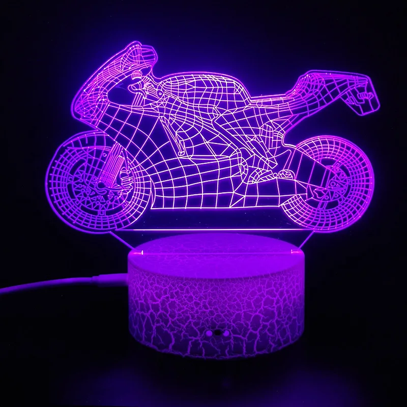 3D Lamp Motorcycle Mountain Bike Led Night Light Usb Cable Battery Colorful Nightlight  Bedroom Decor Birthday Gift for Boys Man