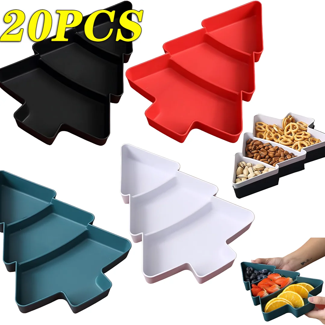 20PCS Christmas Tree Fruit Tray Dried Fruit Tray Plastic Candy Tray Home Snack Tray Melon Tray Party Supplies Home Supplies