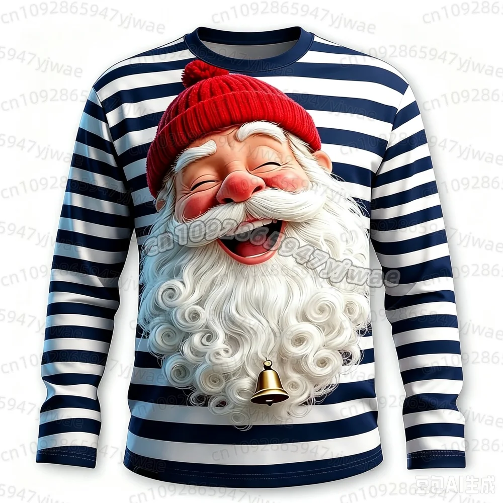 2026 Weihnachts-T-Shirts für Männer mit Weihnachtsmann-Print, Langarm-T-Shirt mit Rundhalsausschnitt, Trendige Streetwear für Weihnachtsfeiern, Herbst-T-Shirt für Männer und Frauen – Detail 6