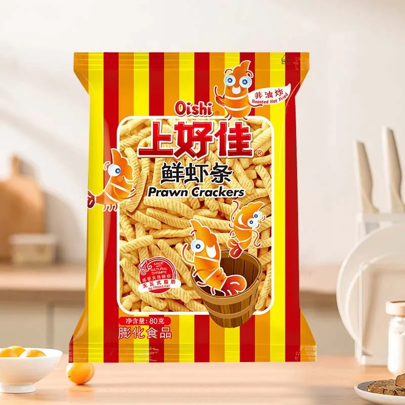 

OISHI Prawn Crackers 2.82oz(80g)*2 packs Leisure Food Childhood Nostalgia Internet Celebrity Puffed Snack Gift Pack