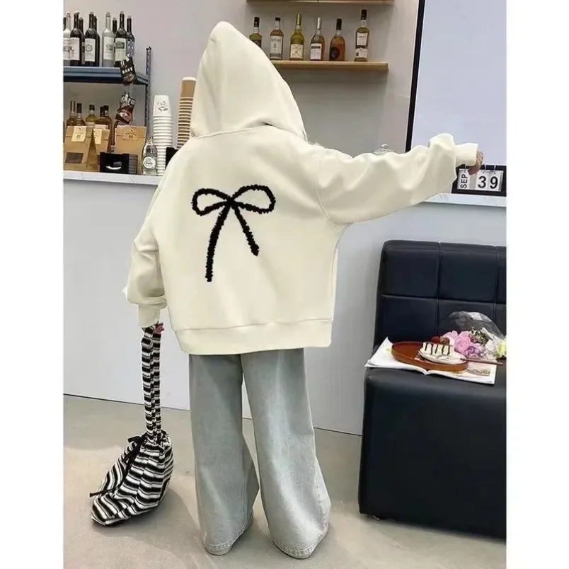 5-14 الفتيات سنوات سترات رجالي البلوز معاطف جديد الخريف الاطفال القوس طباعة رقيقة سستة ملابس خارجية الربيع في سن المراهقة الملابس الرياضية #1