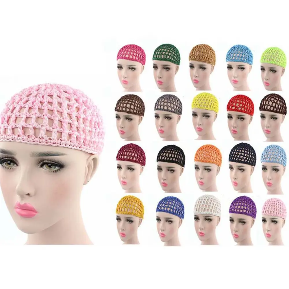 Fashion Multi-color Handmade Crochet Cover Sleeping Hair Net Snood Net Hat Mesh Cap