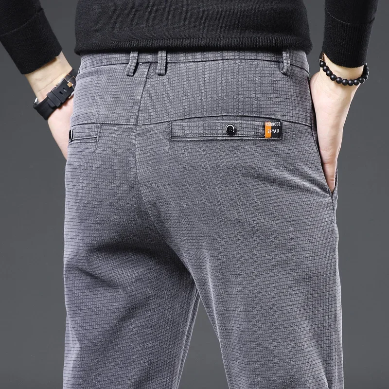 

High Quality Corduroy Pants Men Winter New Plus Thick Warm Men's Trousers Grey Straight Long Pants Male Pantalon 36 38