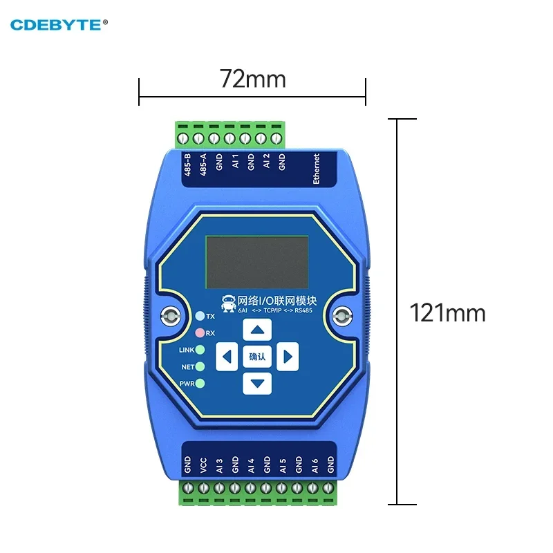 Imagem -02 - Etherent Controle de Aquisição Analógica e Digital 6ai Cdebyte Me31-xaxx0600 Modbus Tcp Rtu Módulo de Rede de e s Rs485 Rj45