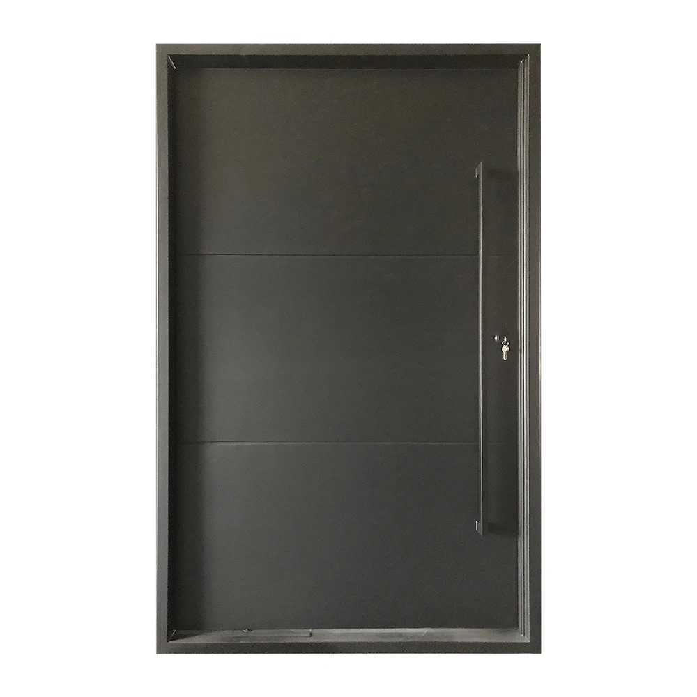 Villa House Exterior Door Black Front Security Entrance Pivot Door Modern Household Steel