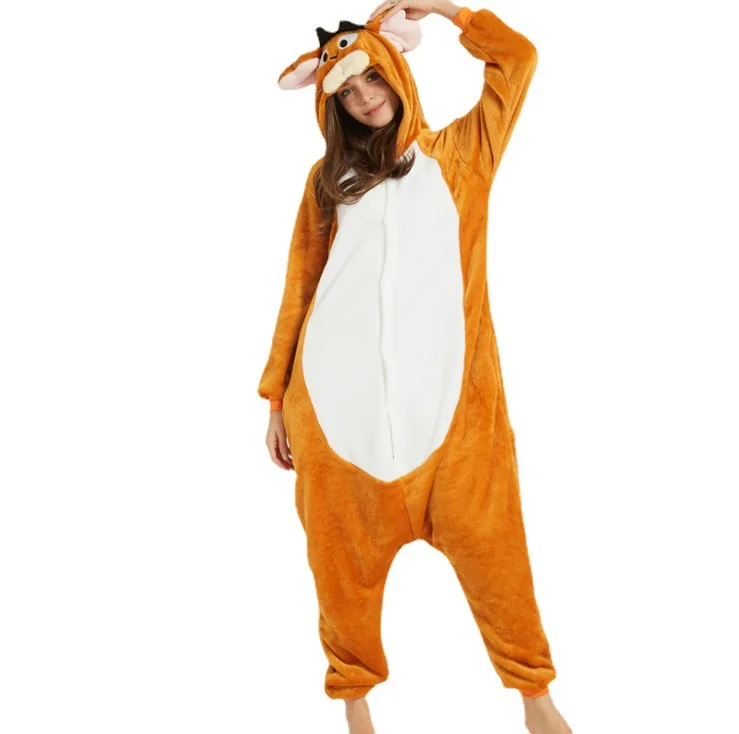 Flannel New Gray Mouse Tom Cat Kigurumi Adult Onesie Cartoon Pajama Animal Halloween Party Costume Jumpsuits Hooded Pyjamas Suit