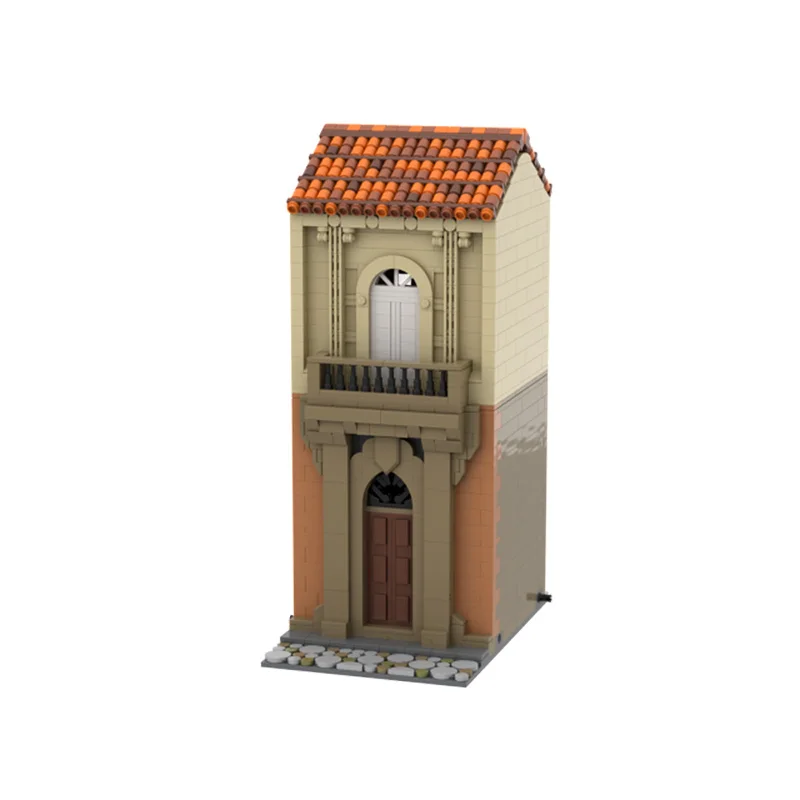 Street View Model MOC Building Bricks Italian Street Architecture Modular Technology Children Holiday Gifts Assemble Toys Suit
