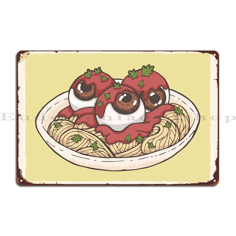 Spaghetti Eyeball Metal Sign Rusty Plaques Pub Character Club Tin Sign Poster