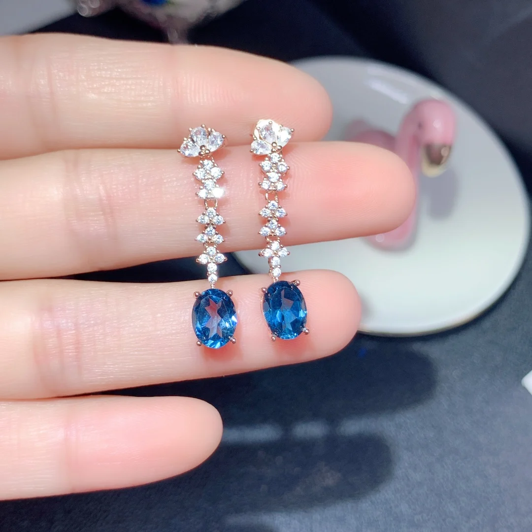 

Natural Topaz Earrings Women's Silver 925 Wedding Luxury Gemstone Free Shipping Earrings Sterling Certified Jewelry Boutique