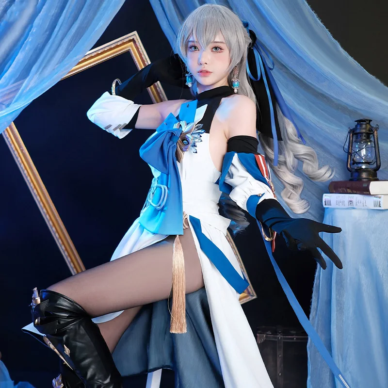 The New Bronya Rand Cosplay Protector Sexy Strapless White Dress Blue Bow Costume Game Star Rail Women Suit