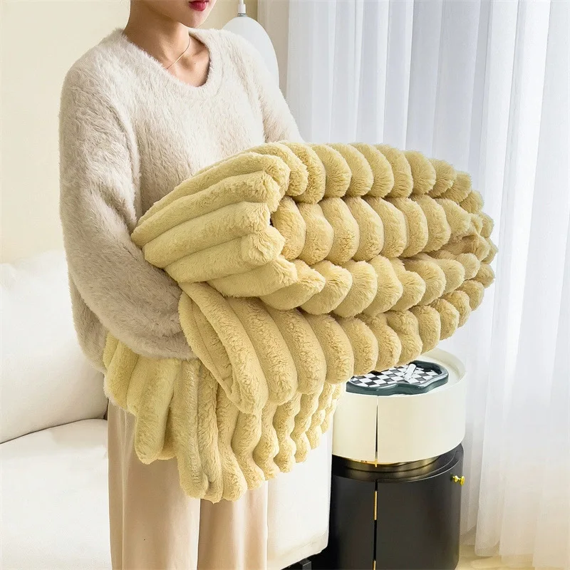 Coperta in peluche coniglio lenzuolo addensato coperta in pile corallo autunno caldo copridivano per ufficio confortevole antistatico