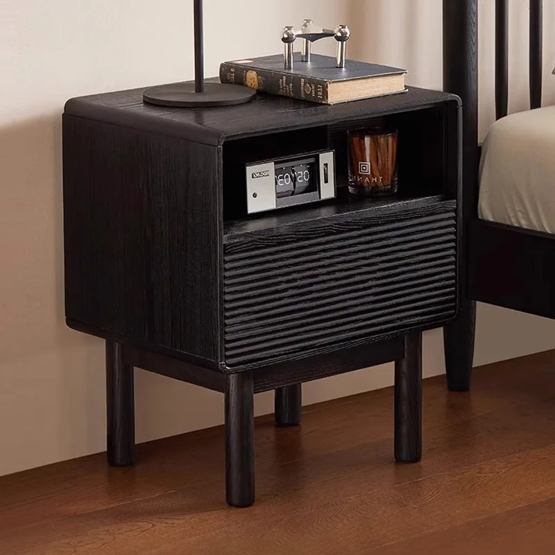 

Nordic locker black bedside table solid wood ash wood Italian minimalist designer high-end bedside table