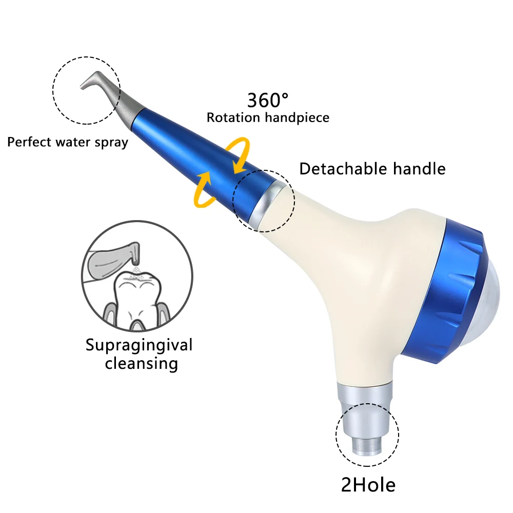 Dental Jet Pro 2 Holes Air Prophy Unit Air Polisher Handpiece Teeth Stain Polishing Sandblasting Tool