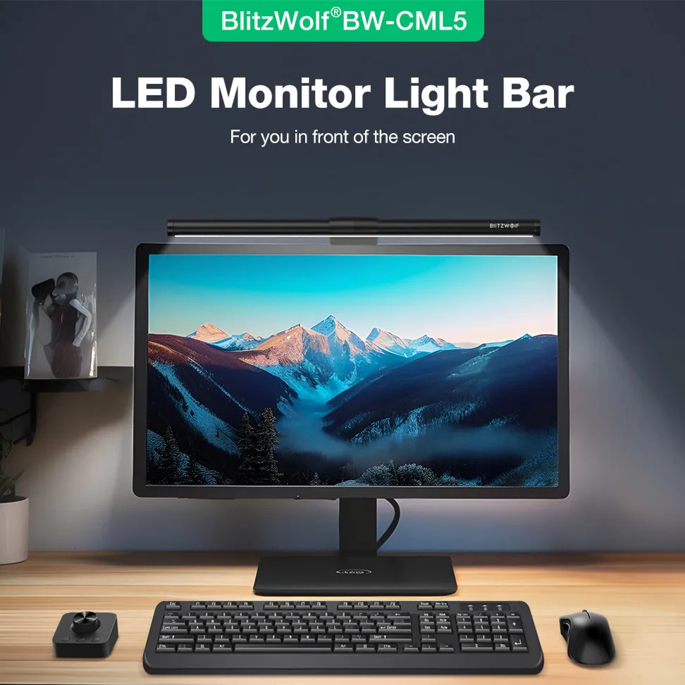 BlitzWolf BW-CML5 Monitor Light Bar Touch / Wireless Remote Dual Control Eye Protection Anti-Glare 300-1000Lux for Computer