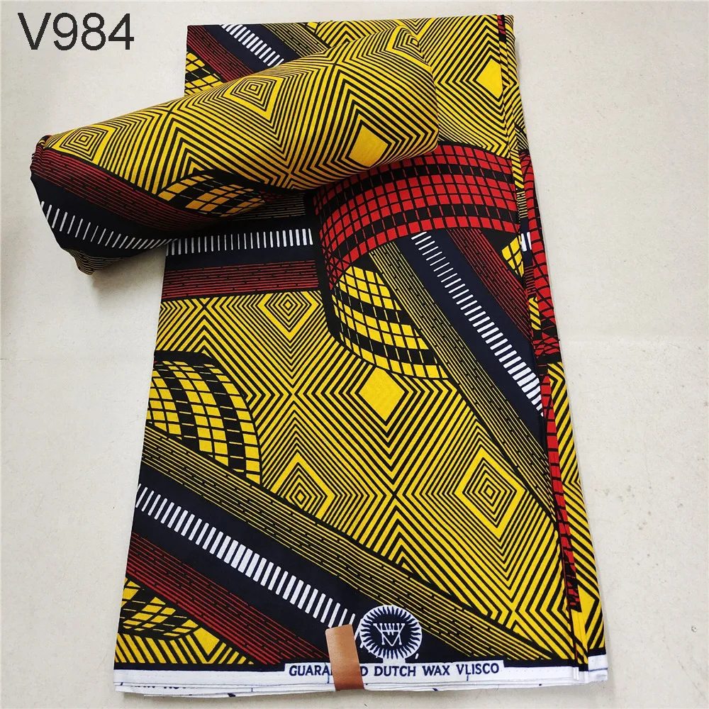 Vibrant Printed African Wax Batik Fabric for Clothes Cushions DIY Summer Sewing Material-6 Yards Long 15 Patterns Prints R1112