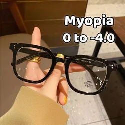 Retro Black Large Frame Myopia Glasses Trend Female Anti-Blue Light Near Sight Eyewear Optical Spectacle Short Sight Eyeglasses