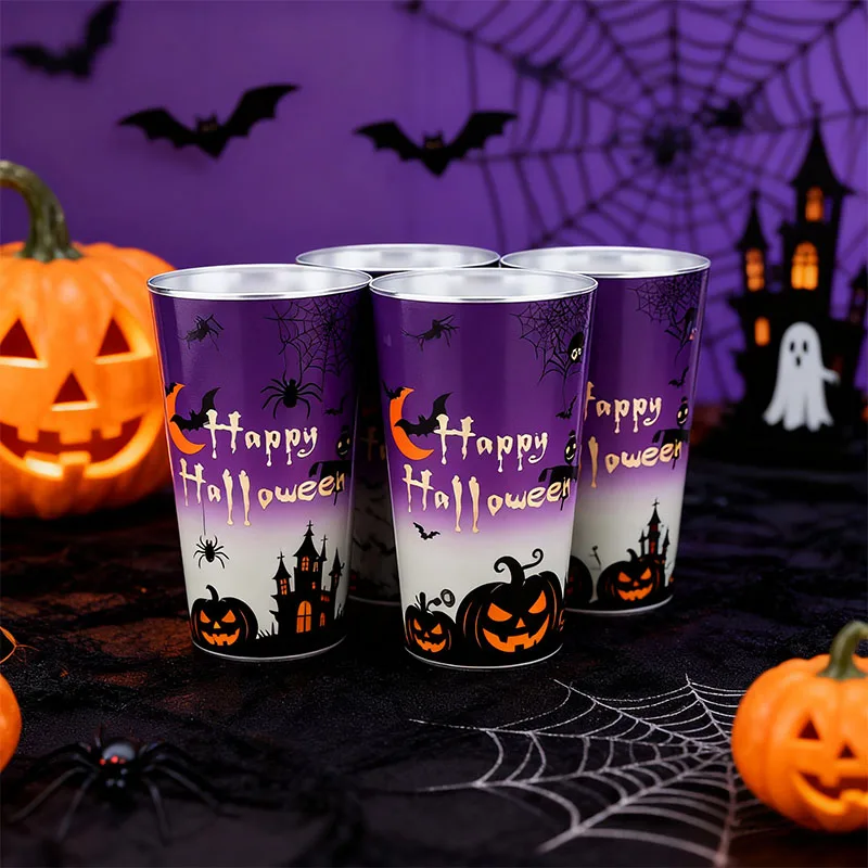 كوب ألومنيوم مضيء 450 مل للهالوين المتوهج - كوب مشروب الهالوين السعيد المخيف، خفيف الوزن وقابل لإعادة الاستخدام للحفلات والخدعة أو العلاج #4