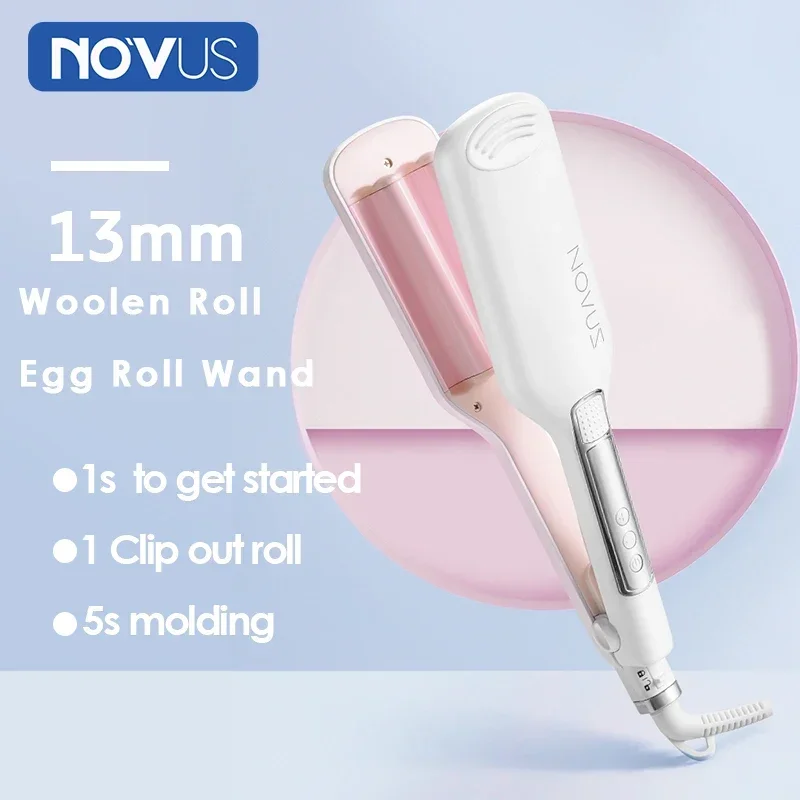 NOVUS 13mm Curling Irons Anti-Scald 6000W Negative Ion Wave Curling Machine Egg Rolls Fast Heating Auto-shutdown Styler