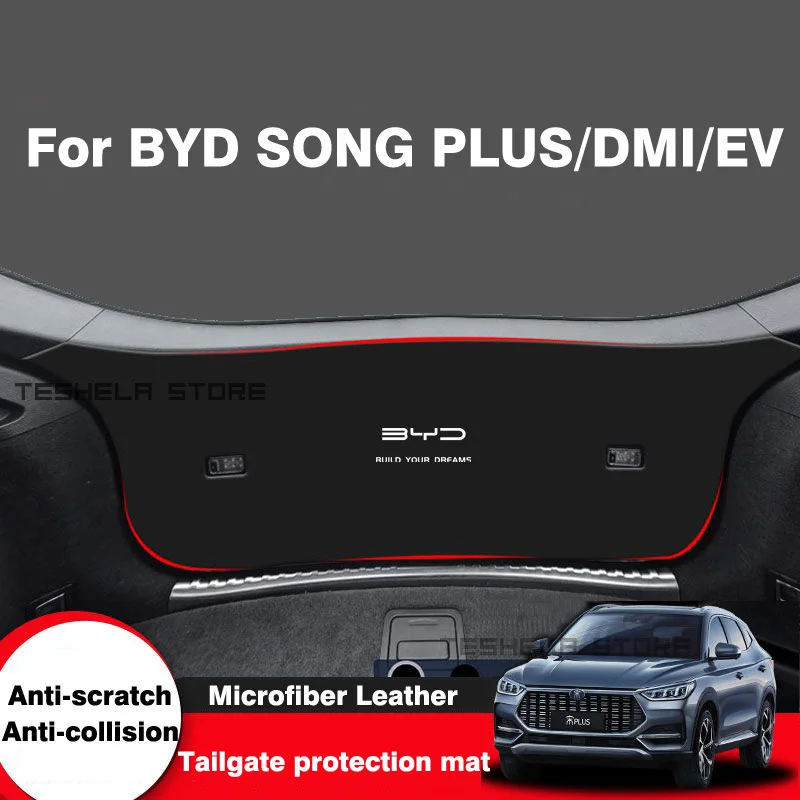 For BYD SONG PLUS/DMI/EV 2021 2022 2023 Trunk Leather Protective Anti-dirty Pad Car Trunk Tailgate Protection Pad Accessor