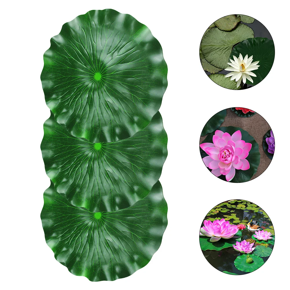 

3pcs EVA Artificial Lotus Leaves Floating Plants for Pool Fish Tank Pond Decoration Garden Fountain Simulation Leaf