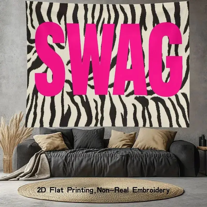 VIKAMA Pink Swag Zebra Stripe Wall Tapestry Hanging Decor Bedroom Dorm Aesthetic Trendy Bold Animal Print Soft Durable Cozy Gift