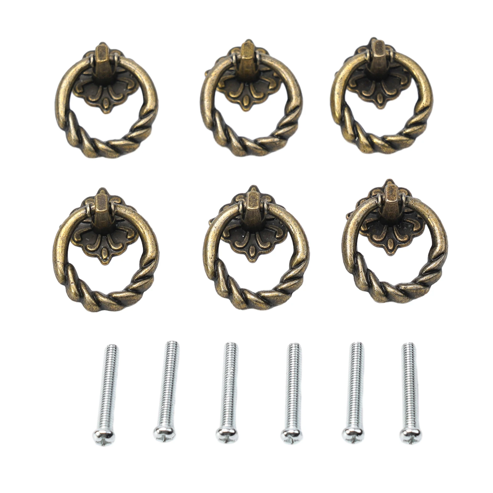 6pcs Drop Ring Pull Handle Retro European  Bronze 40*29mm Cabinet Drawer Dresser Door Cupboard Knod Accessories