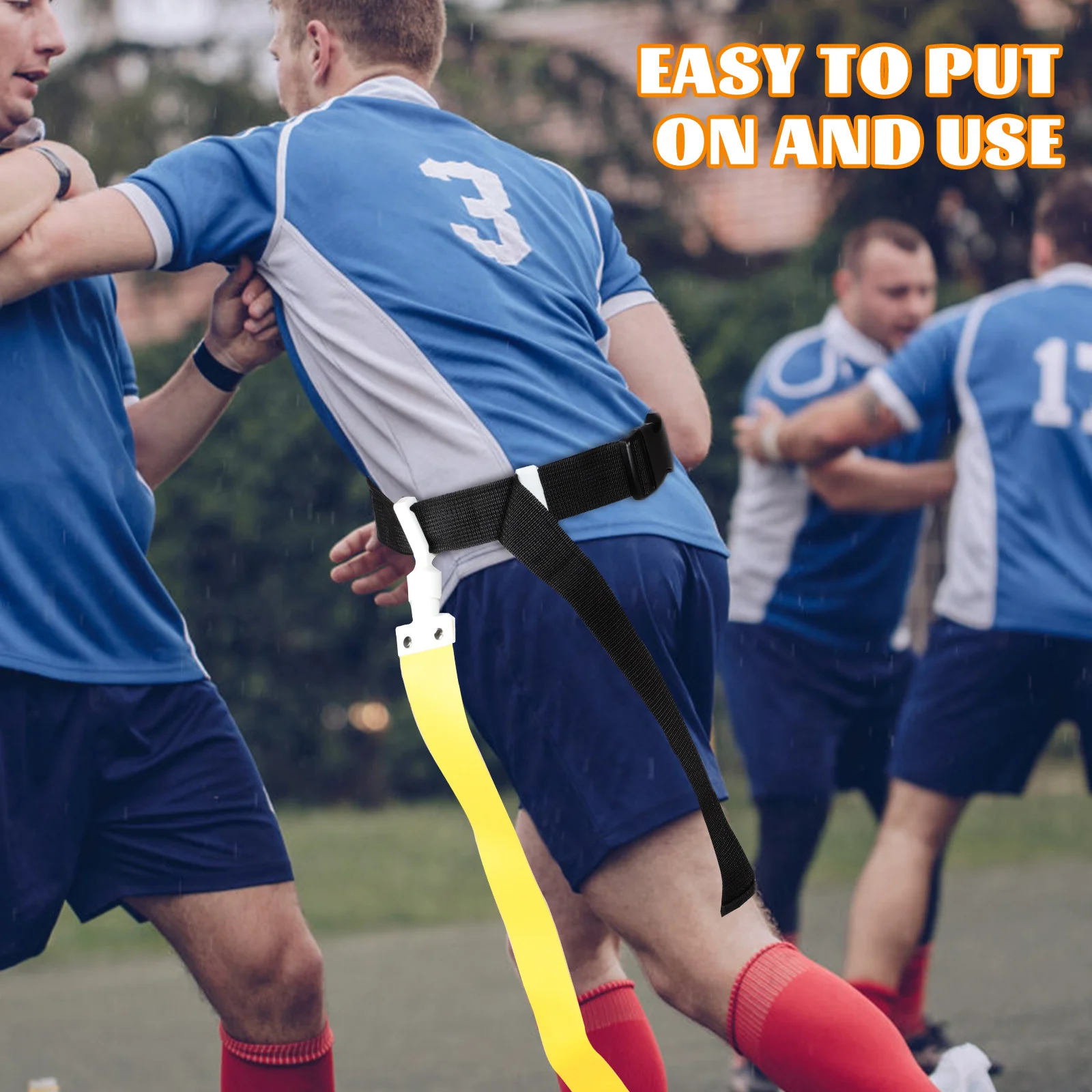 

Football Waist Flag Belt Adjustable Reusable Rugby Game Outdoor Sports Equipment for Training Pick-Up Games Loud Thumping Sound