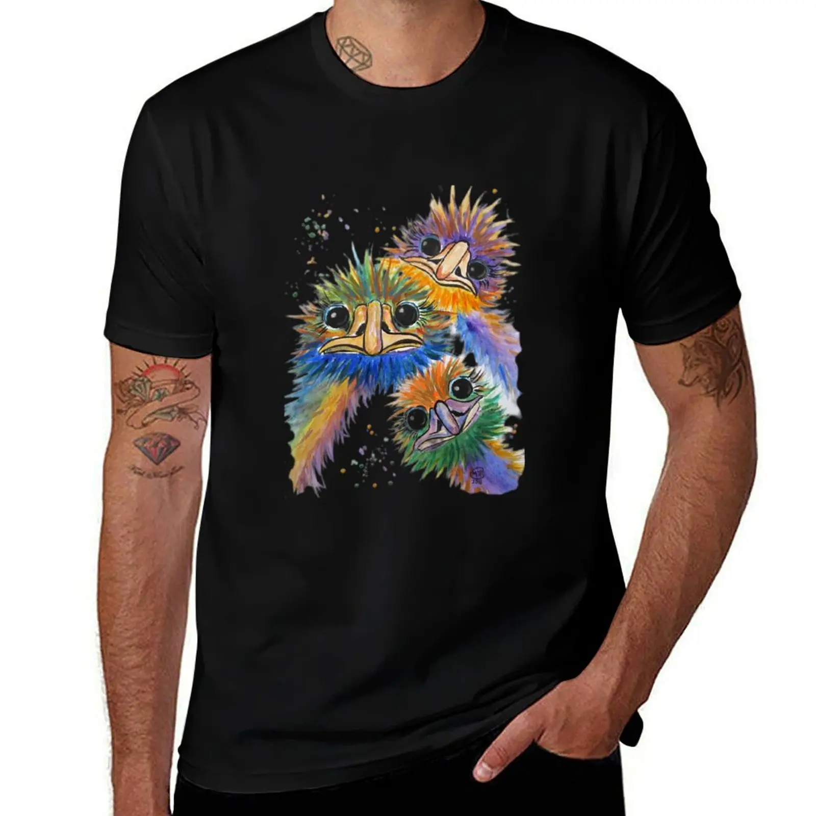 

Funky Emu Bird Three. Friendship T-Shirt quick drying designer shirts graphic t shirts anime shirt shirts men graphic