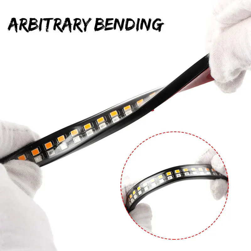 Motorcycle 3 in 1 LED Tail Light Strip 36LED 16cm Flexible Red Yellow Turn Signal Lamp DRL 12V Rear Brake Stop Warning Light