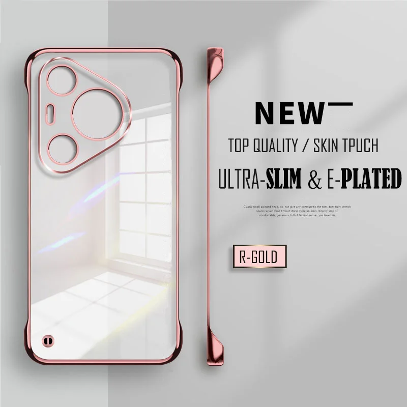 Luxuriöse, transparente, rahmenlose, ultradünne Hülle für Huawei Puro 70 P60 P50 P40 P30 Pro, klare Hartlinsenschutzhülle