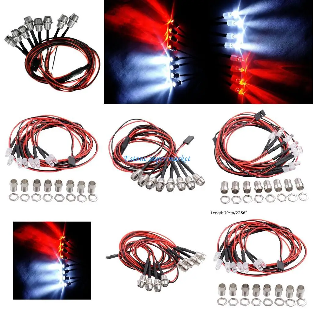 

090B Kids R/C Climbing Model LED 8 Lamps DIY Kits Light with Wire for RC Flat Drift Short Truck for Play Vehicle Toy Accessor