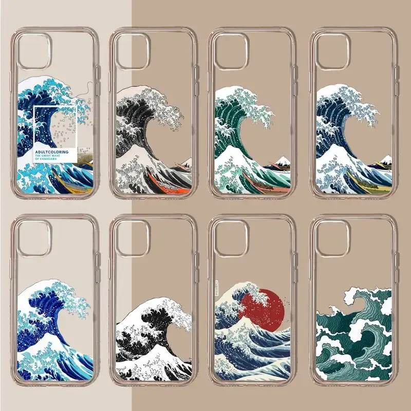 The Kanagawa surf  Great Blue Wave Phone Case Transparent soft For iphone 11 13 12 14 15 pro max mini plus