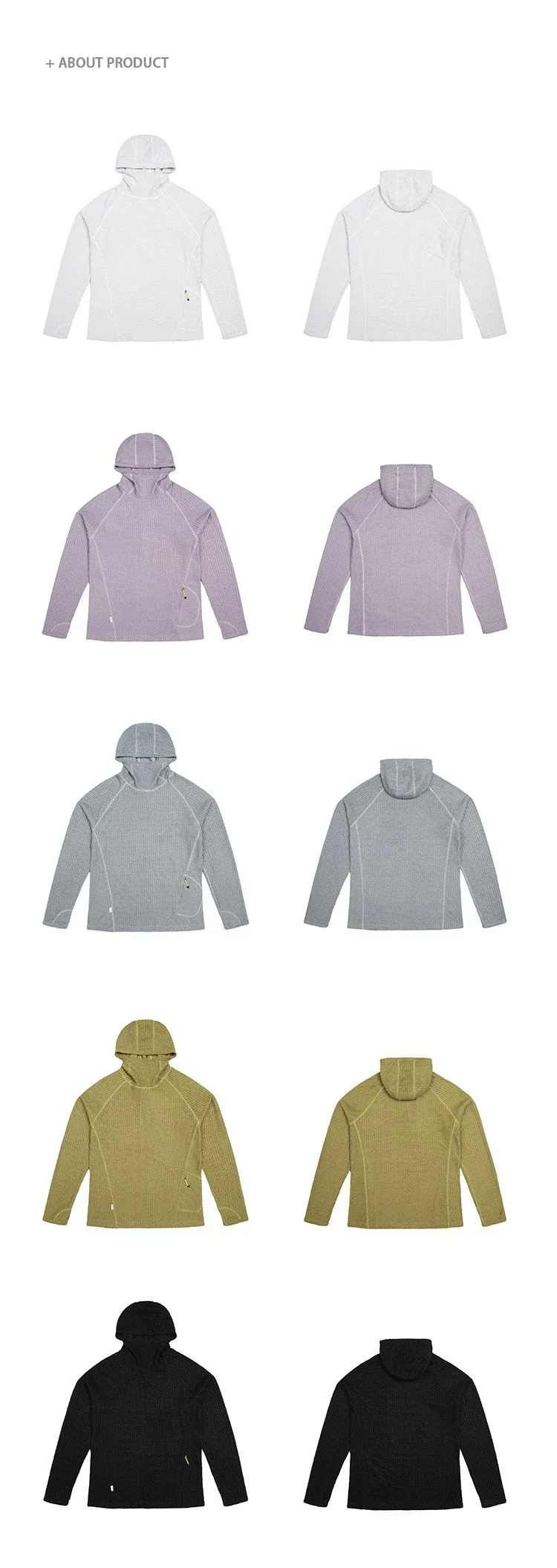 THERMOLITE ® Ganzjahres-Waffelstrick-Hoodie Unisex Damen Leichter Atmungsaktiver Raglan Langarm-Pullover Midlayer Outdoor-Oberteil – Detail 32