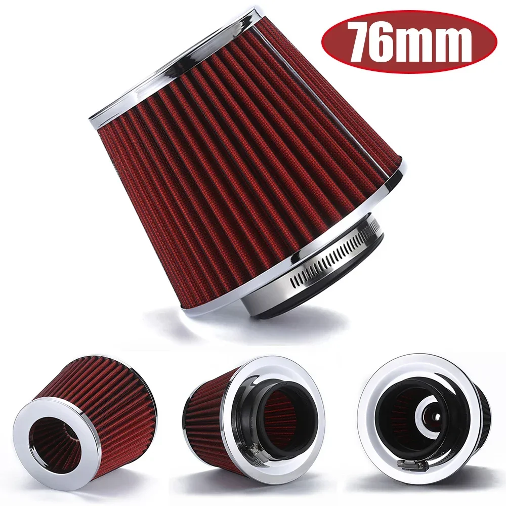 Universal 3inch 76mm High Flow Cold Air Intake Filters Car Racing Sport Air Filter Breather Cone Air- Filter Auto Accessories