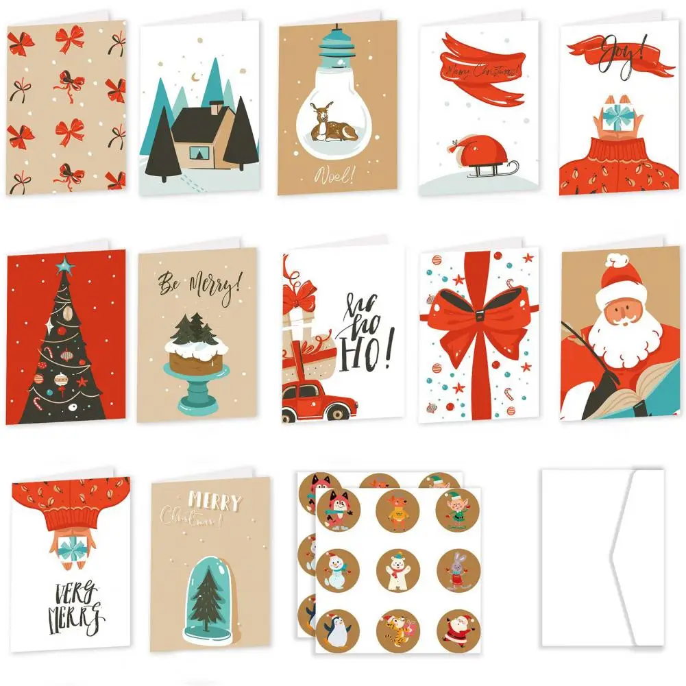 Christmas Card Set Business Christmas Cards Assorted Santa Claus Holiday Cards 12 Merry Christmas Greeting Cards with Envelopes