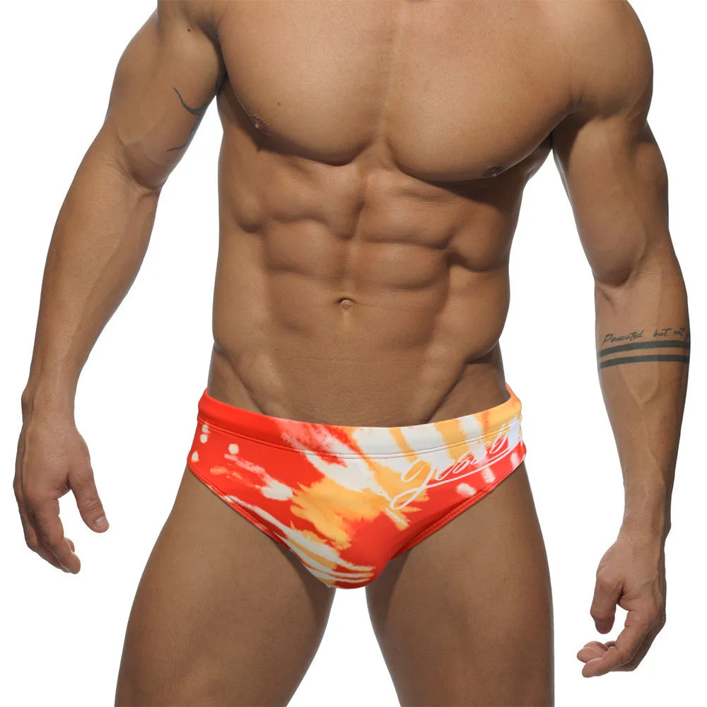 Trendy men's triangular  flame European and American youth swimming trunks soaking in hot springs adult swimsuit 10068