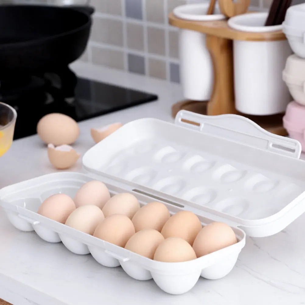 

Grey 12 Slot Egg Holder Storage Box Refrigerator Door Anti Collision Plastic Kitchen Organizer Large Capacity