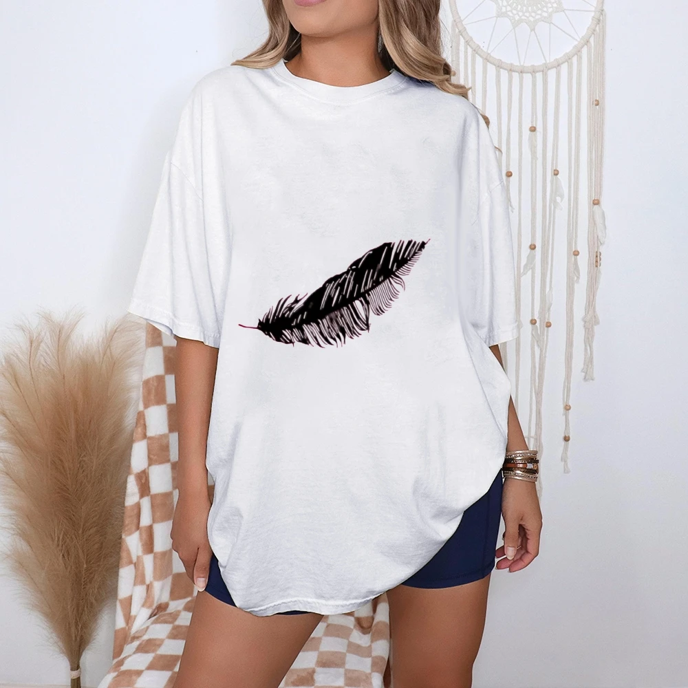 

Feather Graphic T-Shirt Summer Top Tee Full Cotton Breathable Wearing For Summer Spring Comfort Clothes For Outdoor Activities