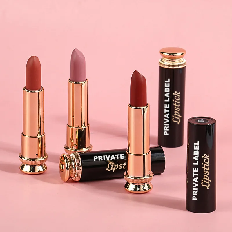 No Logo Professional Lips Makeup Waterproof Matte Long Lasting Pigment Nude Pink Creamy Lipstick Luxury Cosmetic Solid lipstick