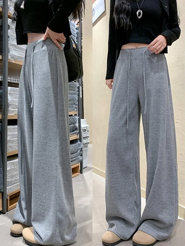 Pantaloni da yoga morbidi a gamba larga Pantaloni sportivi comodi drappeggiati da donna Pantaloni a tubo dritto larghi a vita alta Abbigliamento autunnale