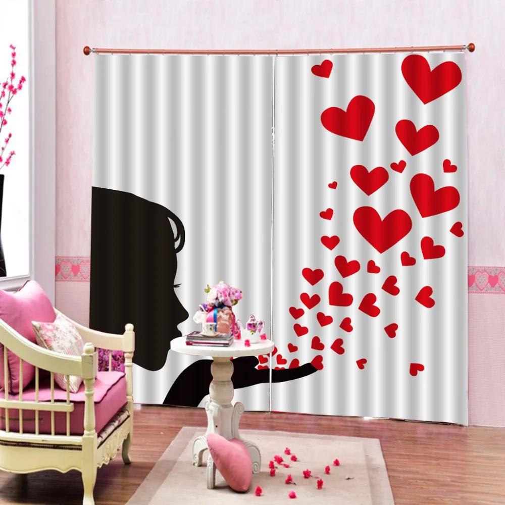 European 3D Curtains angel design Curtains For Living Room Bedroom girl curtains heart curtain