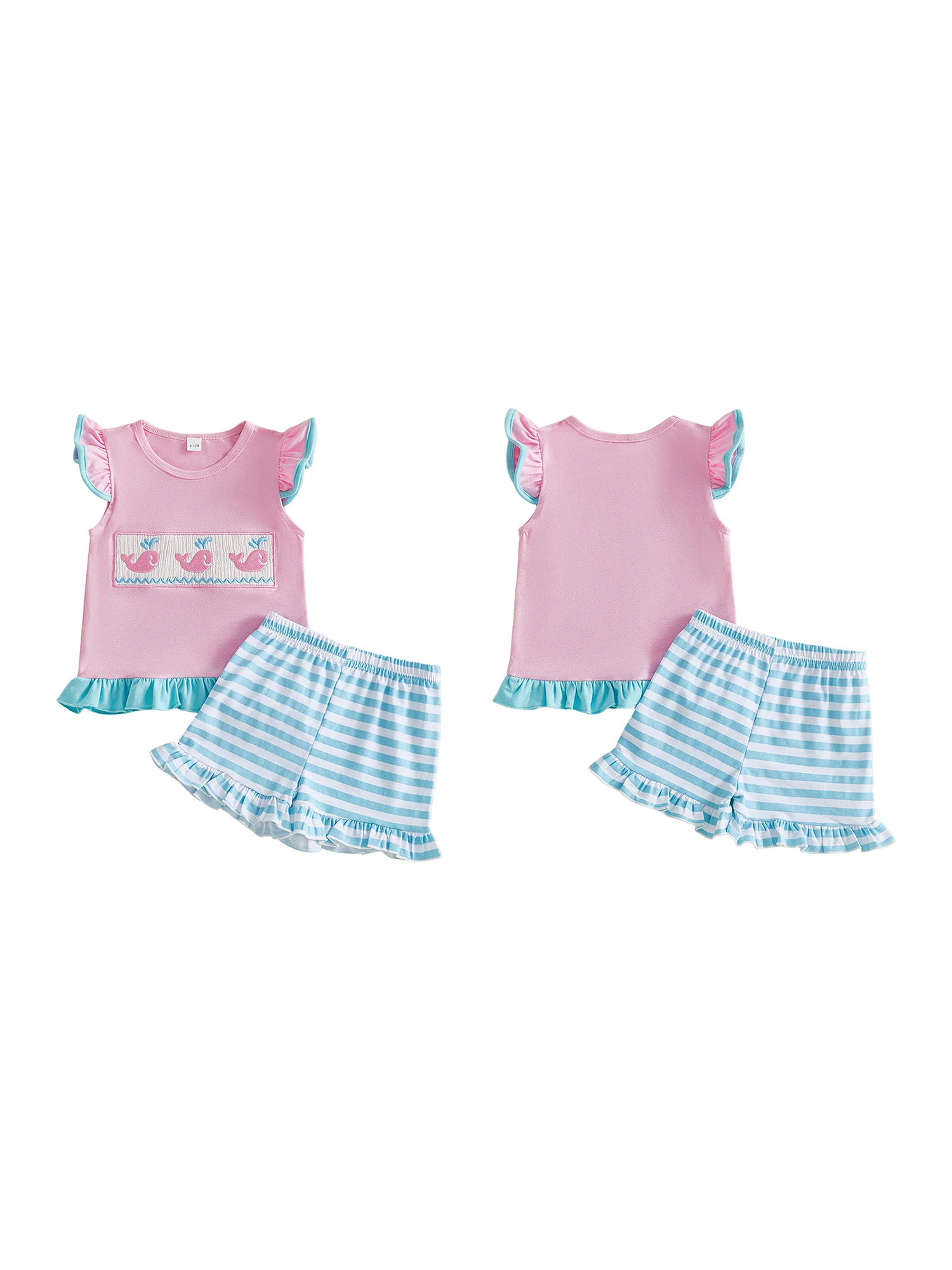 

Stylish Floral Print Ruffle Sleeve Blouse and Denim Shorts Set for Toddler Girls with Bow Detail and Elastic Waistband