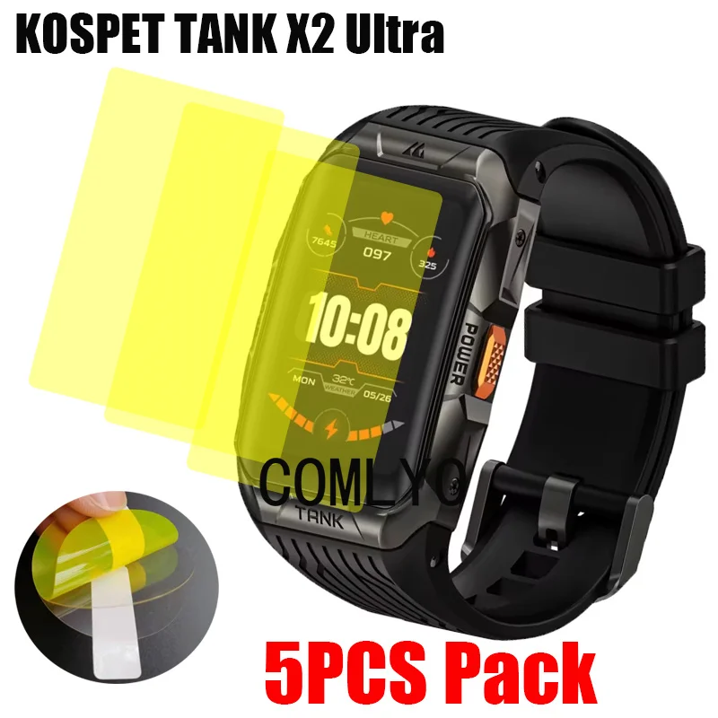 5PCS Film For KOSPET TANK X2 Ultra Smart Watch Screen Protector Cover HD TPU Films