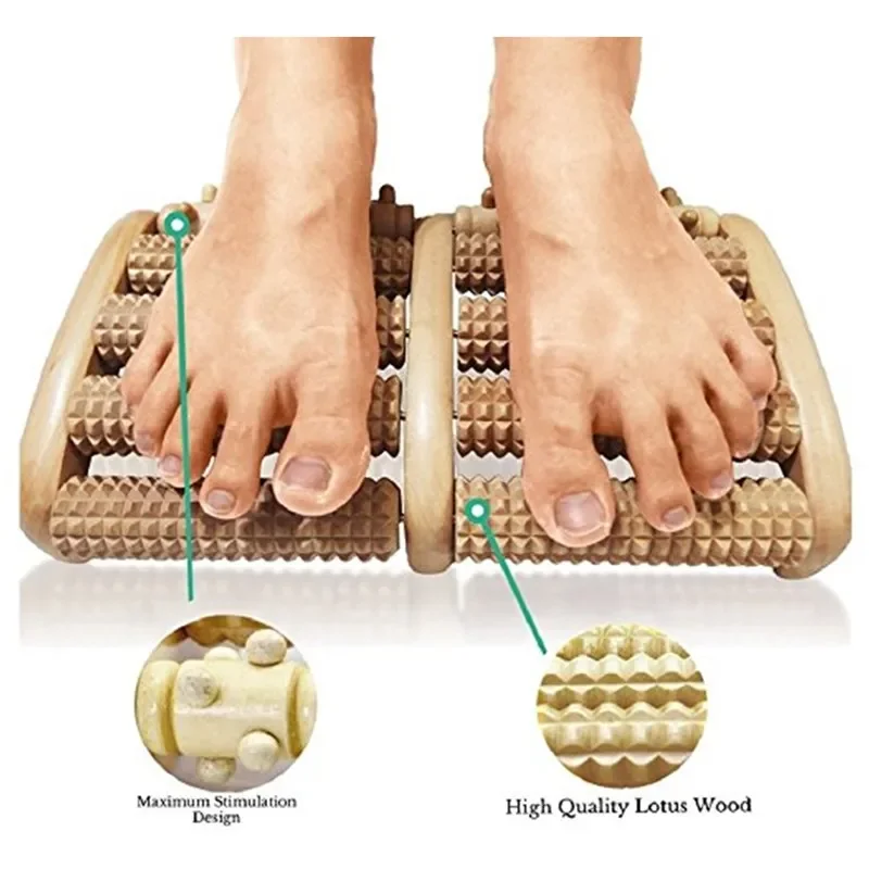 

QUNZHAO Stress Relief Wooden Dual Foot Roller Massager Relieve Plantar Fasciitis Acupressure/Reflexology Foot Massagers