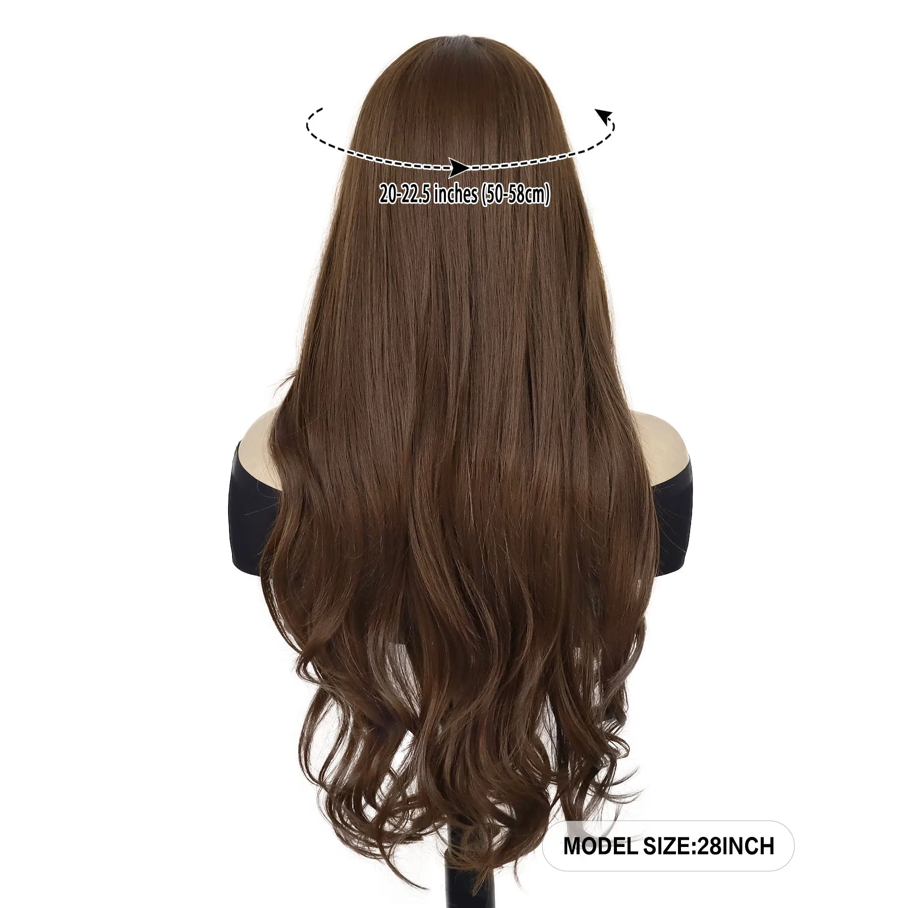 Synthetic Hair Long Wigs for White Women Natural Hairstyle Brown Wig with Bangs Body Wave Wig Roleplay Drag Queen Cosplay